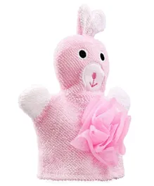 Babyhug Bunny Bath Glove With Attached Loofah - Light Pink
