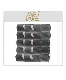 A to Z Disposable Non Scented Bag Stress Resistant, Puncture Resistant, Neutralizes The Unpleasant Odours, 32 x 22 cm, 0 Months+, Black - 15 Rolls