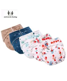 Little Angel Miracle Baby Reusable Pocket Diaper Assorted Design with 2 Insert Pads MB 2- Pack of 5