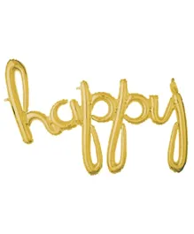 Party Centre Happy Phrase Happy Script Foil Balloon - Gold