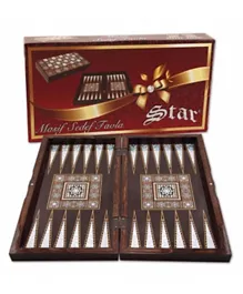 Star Solid Mother-of-Pearl Backgammon Board Large Size - 2 to 4 Players