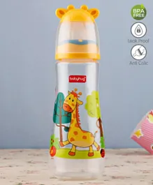 Babyhug Anti Colic Feeding Bottle Giraffe Shape Yellow - 250 ml