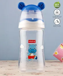 Babyhug Anti Colic Feeding Bottle Hippo Shape Blue - 250 ml