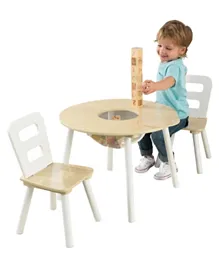 KidKraft Round Storage Table and 2 Chair Set - Natural and White