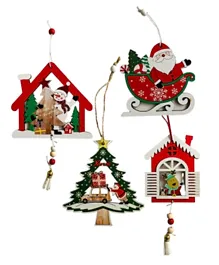 Highland Wooden Christmas Hanging Ornaments - 8 Piece