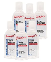 Jennifer's Fragrance Free Pack of 6 Hand Sanitizer - 75ml