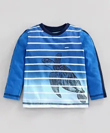 Babyoye Cotton Ombre Full Sleeves T-Shirt Turtle Print - Blue