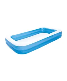 Bestway Rectangular Family Pool for Ages 3-6, 305x183x46cm, Space-Saving Blue Inflatable Pool