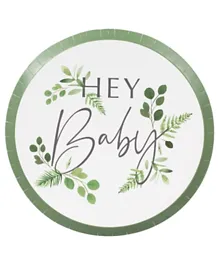 Ginger Ray Hey Baby Botanical Paper Plate - Pack of 8