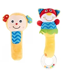 Pixie Monkey Rattle Toy & Cat Rattle Toy - Multicolour