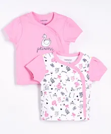Babyoye Cotton Half Sleeves Vest Swan Print Pack of 2 - Pink