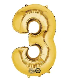Amscan Number 3 Balloon Gold - 34 Inches
