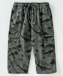 Cucumber Full Length Casual Trouser Dino Print - Olive Green