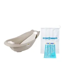 Star Babies Smart Bath Tub with Towel  - Grey and Blue