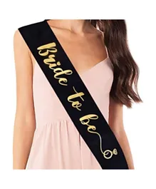 Party Propz Bride to Be Satin Sash Black with Gold Foil Print