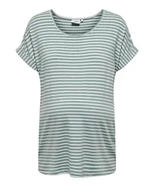 Only Maternity Mama Striped Long Maternity Top - Grey