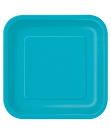 Unique Caribbean Teal Square Plate Pack of 16 -7 Inches