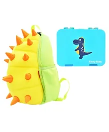 Nohoo Spiky Dinosaur School Bag & Lunch Box Combo Kit - Yellow Green