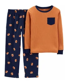 Carter's 2-Piece Football Cotton & Fleece Pajama Set - Brown & Blue
