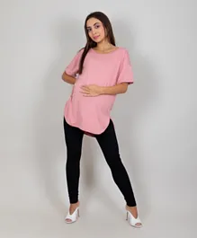 Oh9shop Relaxed Long Maternity Tee - Pink