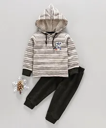 Cucumber Full Sleeves Winter Wear Tee with Lounge Pant - Grey Brown