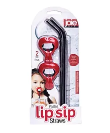 Joie Lip Sip Straws - Red and Silver