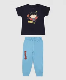Zarafa Superman Graphic T-Shirt & Joggers Set - Navy