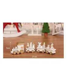 مجموعة القطار الخشبي للكريسماس من فاكتوري برايس مكونة من 4 قطع - أبيض