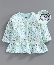 Cucumber Full Sleeves Vest Heart Print - Blue