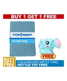 Star Babies Waffle Towel with Kettle Toy - Blue