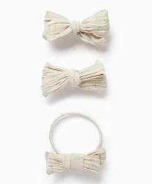 Zippy Bobble & Hair Clips With Bows For Girls White - Pack Of 3