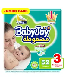 BabyJoy Compressed Diamond Pad Jumbo Pack Size 3 Medium  - 52 Diapers