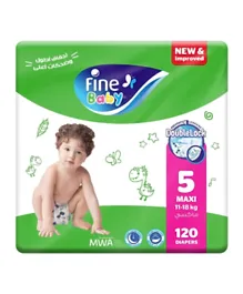 Fine Baby Diapers DoubleLock Technology Size 5 Maxi Jumbo Pack Bundle - 132 Pieces