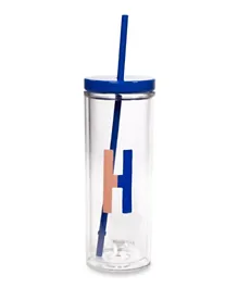 Kate Spade Initial Tumbler With Straw Sparks Of Joy Letter H - 590mL