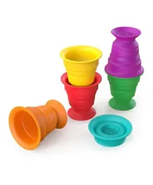 Baby Einstein Stack & Squish Cups Collapsible Sensory Toys For Bath & Floor Play - 6 Pieces