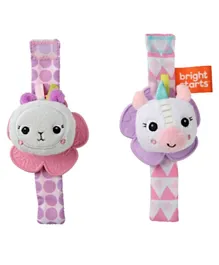 Bright Starts Rattle & Teethe Wrist Pal Toy Unicorn & Llama - Multicolour