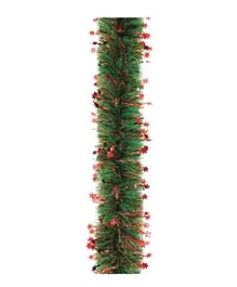 Christmas Magic Garland With Tinsel Stars  - Red