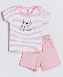 Zero Half Sleeves T-Shirt and Bottomwear - Light Pink