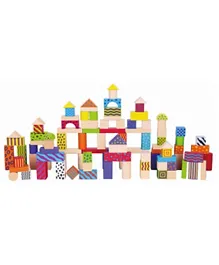 Viga Wooden Colourful Block Set 100 Pieces - Multicolour