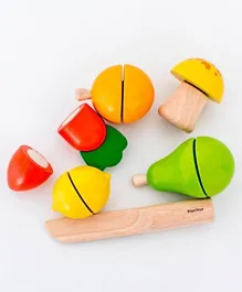 Plan toys Wooden Fruit & Vegetable Play Set Sustainable Play - Multicolour