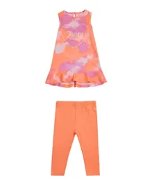 Juicy Couture Graphic Frill Dress and Legging Set - Multicolor