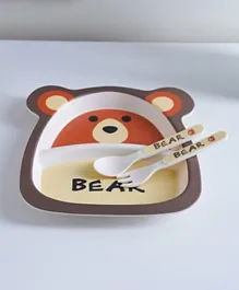 PAN Home Bear 3 Piece Bamboo Tableware Set - Brown