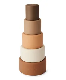 Nuuroo Vanja Silicone Stacking Tower Toy Brown Mix - 5 Pieces