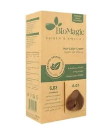 BIOMAGIC Hair Color Cream With Keratin & Argan Oil 6/03 Dark Natural Golden Blonde - 60mL