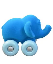 Rubbabu Soft Baby Educational Toy Aniwheelies Elephant Large -Blue