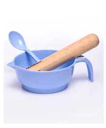 Tiny Hug Feeding Set Bowl, Spoon & Food Masher - Blue