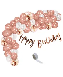 Highland Rose Gold Happy Birthday Decoration Set for Girls - 52 Pieces