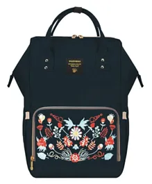 Sunveno Backpack Diaper Bag - Black Embroidery