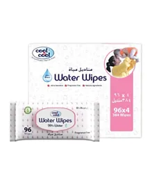 Cool & Cool Pack of 4 Water Wipes - 96 Pieces Each