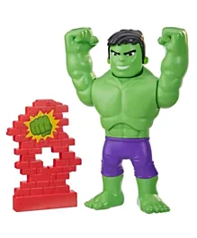 Marvel Spidey and His Amazing Friends Power Smash Hulk Face-Changing Hulk Figure with Brick Wall Accessory- 10-inch